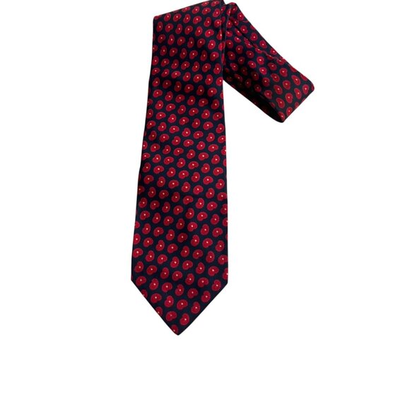 Steven Maloney Kalamazoo Custom‎ Made Silk Tie Red Floral & Navy - Picture 6 of 6